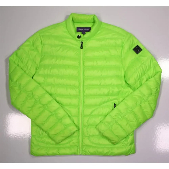 Ralph Lauren Purple Label Neon Green Puffer Down Jacket Water Resistant Men's S